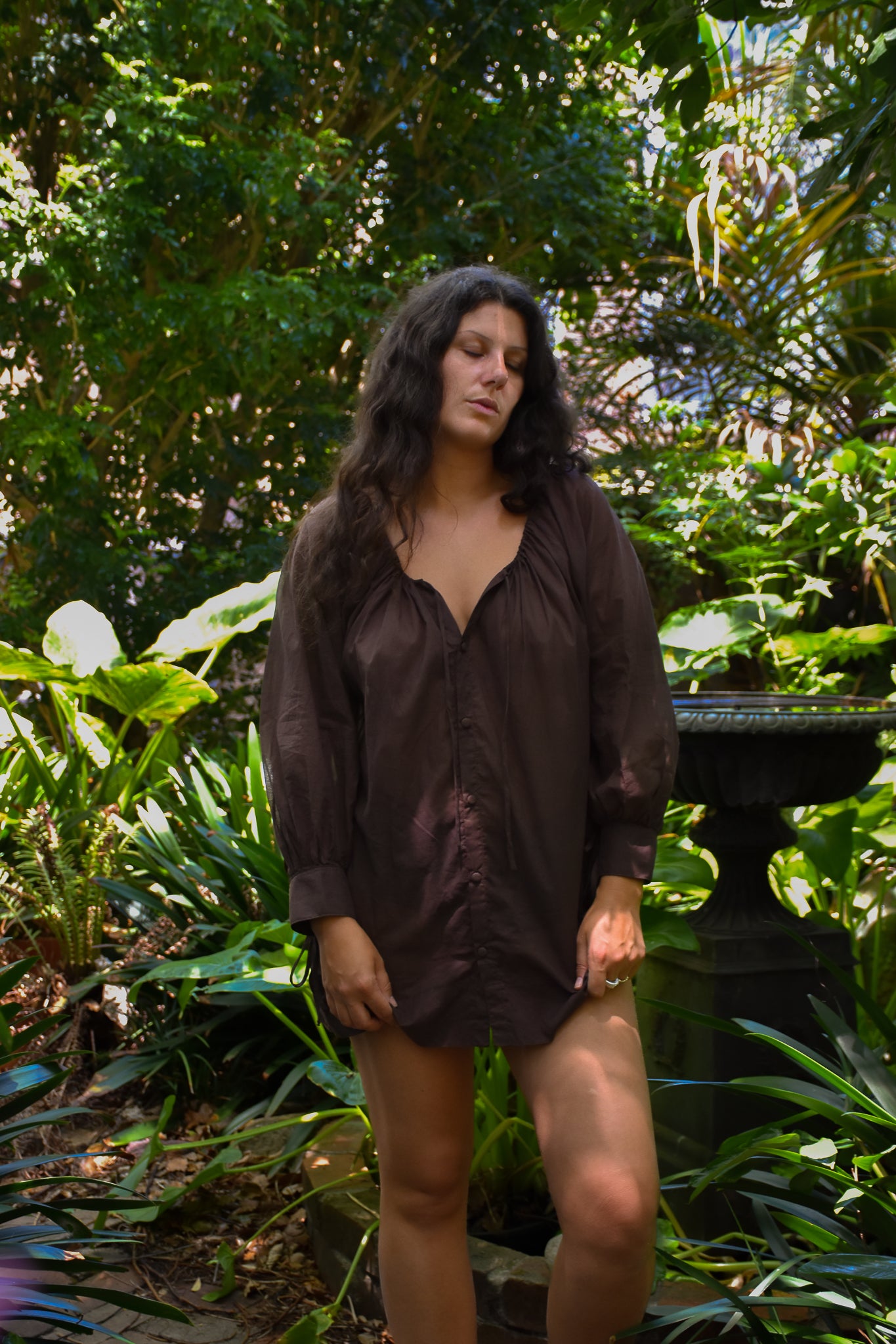 Button Dress - Chocolate
