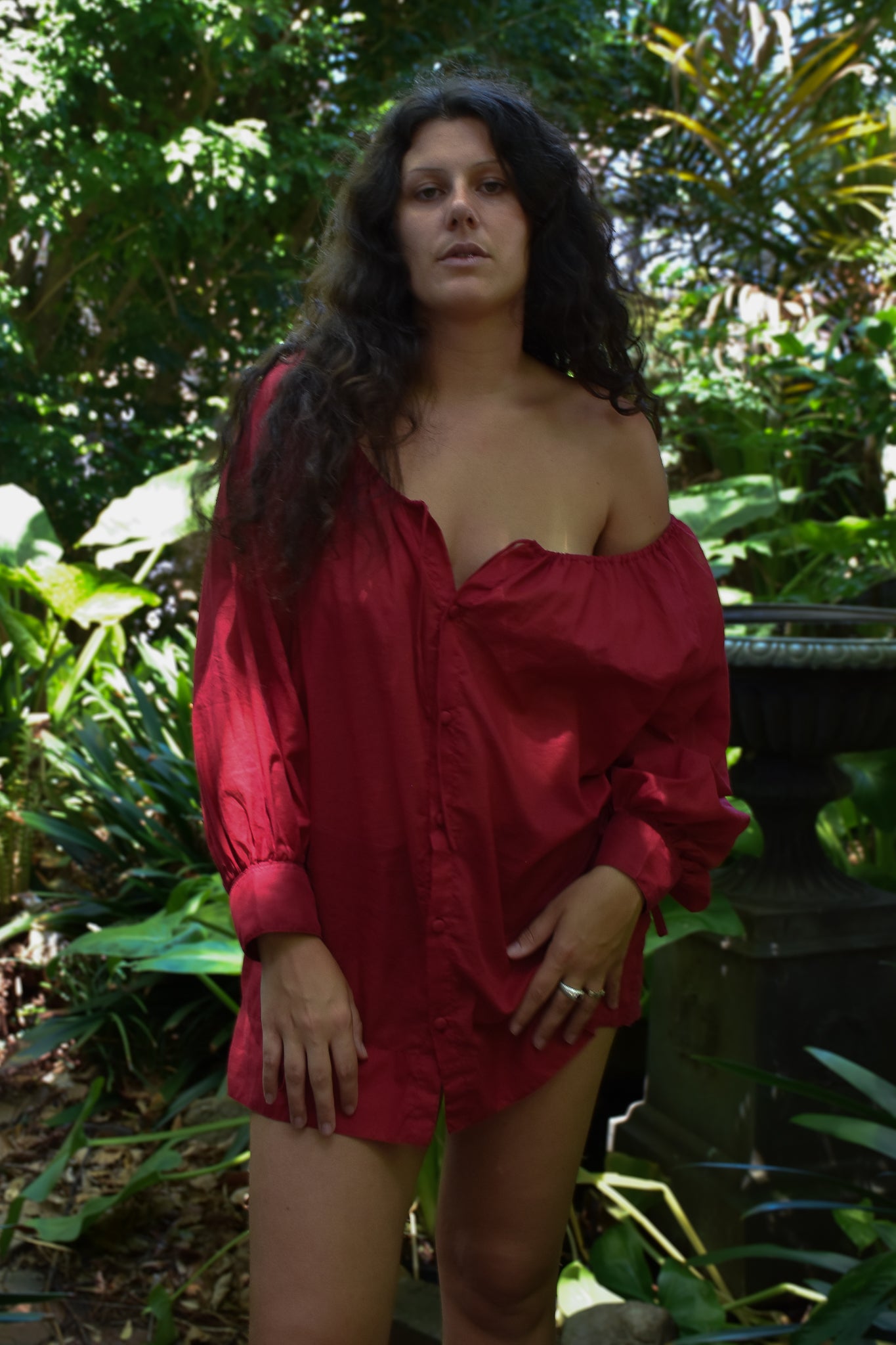 Button Dress - Cherry
