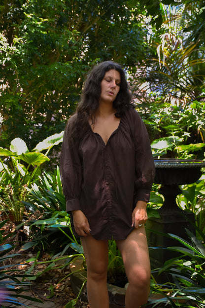 Button Dress - Chocolate