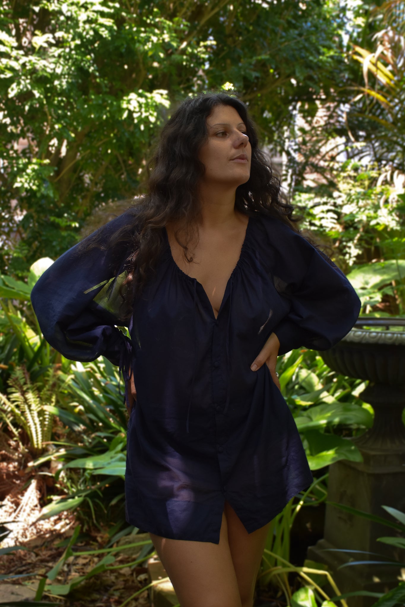 Button Dress - Navy