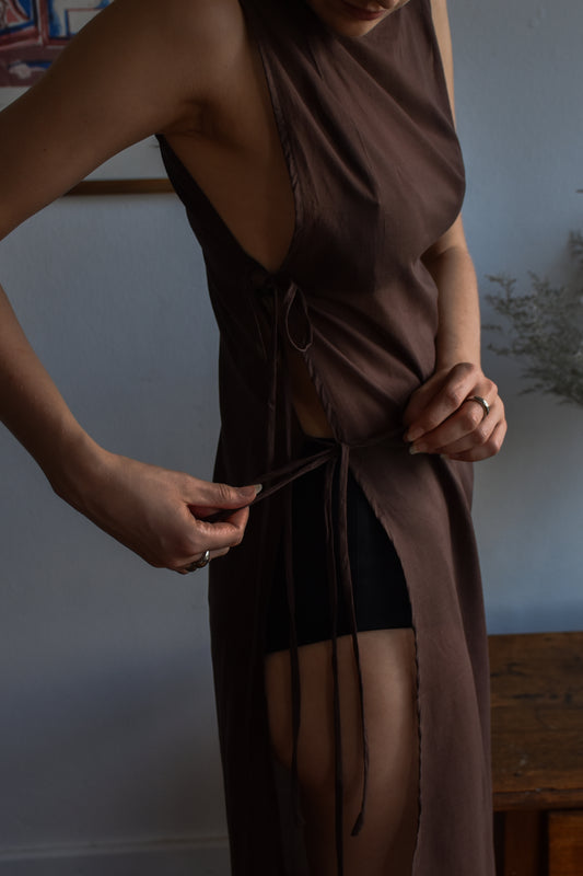 Throw Over Dress - Brown
